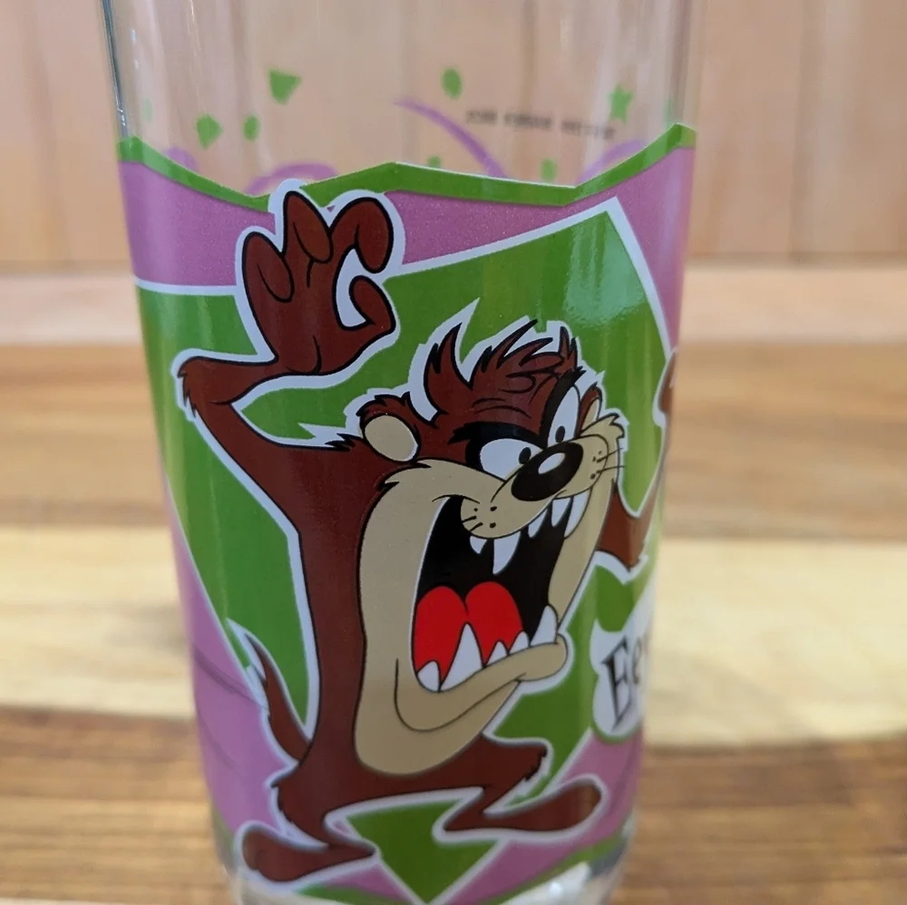Warner Bros. Taz Glass with Purple and Green Design